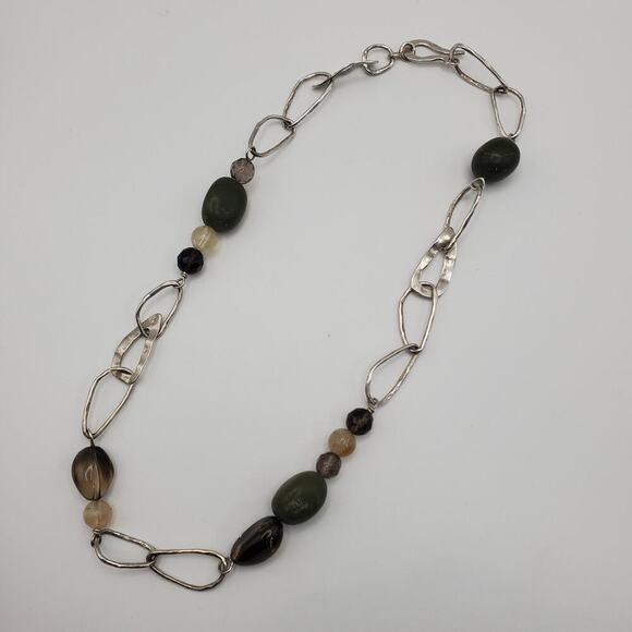 Silpada 925 Sterling Silver Necklace Jade Smoky Quartz Citrine RETIRED N1218 38g - Picture 1 of 8
